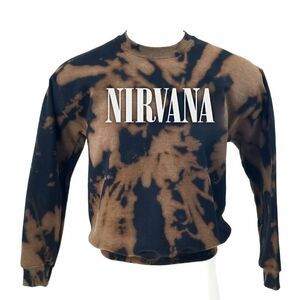 NIRVANA Acid Washed, Distressed Pullover Crewneck, Sweatshirt - rock, grunge y2k